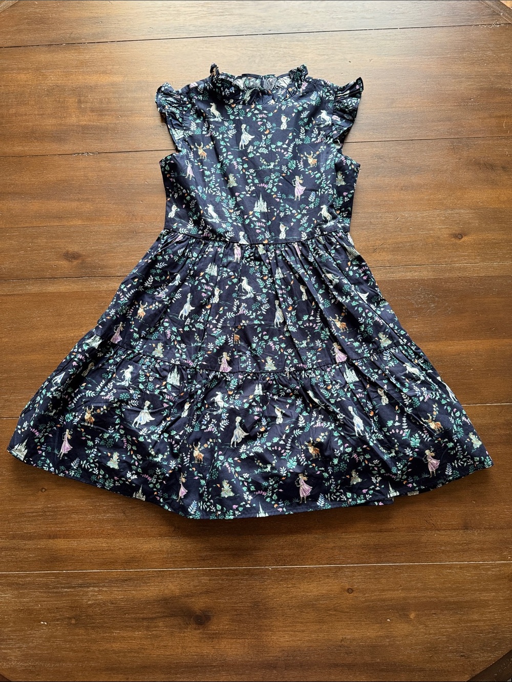 New Sz 12 Disney X Janie and Jack Frozen toile dress Elsa Anna Olaf Arendale